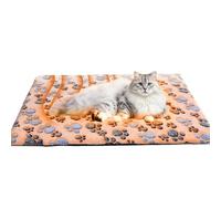 PawComfort Self-Heating Pet Mat, Soft Plush Material, Noiseless Design, No Electricity Required, Machine Washable, Cozy Winter Bed for Cats and Dogs (coffeefootprints, 22.44 * 18.11in)