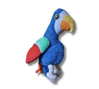 Pawcratean 11.8" Dog Plush Toy with Rope and Squeaker Green Wings Parrot Style Indoor Play Chewing