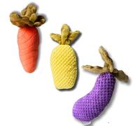 Pawcratean 3Pack Squeaky Toys Dog Plush Toys for Puppies Medium Large Dog Teething Toys Pet Chew Toys Washable Self-Entertainment (Vege Style)