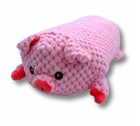 Pawcratean Animal Plush Dog Toy, Squeaky Chew Toy, (Pink Pig)