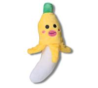 Pawcratean Dog Comfy Plush Toy with Squeaker Banana Style Indoor Play Teeth Cleaning Chewing Washable