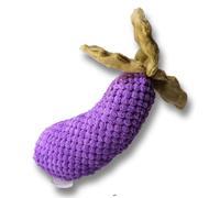 Pawcratean Dog Comfy Plush Toy with Squeaker Eggplant Style Indoor Play Teeth Cleaning Chewing Washable