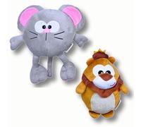 Pawcratean Dog Plush Toy with Squeaker, Comfy, Large Size, Cute Animal Design (Mouse & Lion Set)