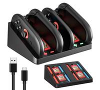 PAWDIARY 4-Bit Charging Dock for Nintendo Switch 2 joycon (2025 Release), Magnetic Design Switch 2 joycon Charge Station with a Type-C Charging Cable, 4 Game Cards & 4 SD Cards Storage