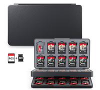PAWDIARY 40 Slots Switch 2 Game Card Case, Hardshell Compact Switch 2 Card Holder Storage for 40 Switch Game Cards & SD Cards, Pure-Black Switch 2 Cartridge Case with Magenic Closure