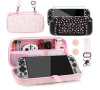 PAWDIARY Pink Sakura Carrying Case Compatible with Nintendo Switch 2 2025, with Hardshell Switch 2 Protective Cover Skin, HD Screen Protector, Shoulder Strap & 2 Thumb Caps - Cute Girly