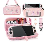 PAWDIARY Pink Switch 2 Carrying Travel Bag of Unicorn, with Cute Protective Case Hard PC Cover for Nintendo Switch 2 2025, HD Screen Protector, Adjustable Shoulder Strap and 2 Thumb Caps