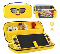 PAWDIARY Yellow Travel Case Kit Compatible with Nintendo Switch 2 2025, with Fortnite Design Switch 2 Carrying Bag, Hard PC Switch 2 Protective Cover, HD Screen Protector and 2 Thumb Caps