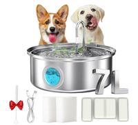 Pawdrate Dog Water Fountain, 3.2/7L Pawdrate Filtered Water Fountain, Stainless Steel Dog Water Fountain, Give Your Dog a Longer, Healthier Life with Proper Hydration (Sliver, 7L+6 Filters)