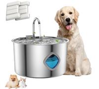 Pawdrate Dog Water Fountain, 3.2L/108OZ Pawdrate Filtered Water Fountain, with Water Window & LED, Super Quiet for Small Dogs Cats & Large Animals (1PC+2 Filter)