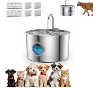 Pawdrate Dog Water Fountain, Pawdrate Doggy Fountain, Pawdrate Filtered Water Fountain, Ultra-Quiet Stainless Steel, Give Your Dog a Longer, Healthier Life with Properhydration (1PC+8 filter)