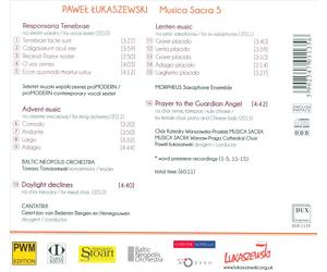 PAWEL LUKASZEWSKI: RESPONSORIA TENEBRAE; ADVENT MUSIC; DAYLIGHT DECLINES; LENTEN