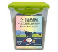 Pawfect Himalayan Cheese Chew Mixed Fruit Bars (Medium, 10-Pack Tub, 750g/26.45oz) - Natural Dental Treats for Dogs - Grain-Free, Fruit-Infused Yak Milk Chews