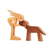 Pawfect House Wooden Pet Carvings, Statue Home Decorations, Handmade Wood Decor Sculptures, Living Room Decor, Dog Mom Gifts for Women, Natural Wood Figurine for Home Shelf Decor Gift