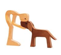 Pawfect House Wooden Pet Carvings, Statues Home Decor, Handmade Man and Dog Figurine, Statue Home Decorations, Wooden Carved Dog, Shelf Decor, Birthday Gifts for Pet Lovers, Home Decor Sculpture