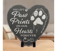 Pawfect House You Left Paw Prints On Our Hearts Forever, Dog Memorial Gifts for Loss of Dog, 8x8 in Pet Memorial Stone, Cemetery Decorations for Grave, Pet Loss Sympathy Gift, Bereavement Gifts