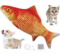 PawfectPals Touch Sensitive Realistic Floppy Moving Dancing Cat Kicker Fish Dog and Cat Entertainment Toy with Catnip (Goldfish)