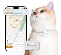 Pawfit Lite for Cats 4g GPS Tracker | Ultra-Small (<18g) Design | Real-Time Tracking | Activity Monitoring | Location History | Unlimited Range | Safety Collar Included | Simply white