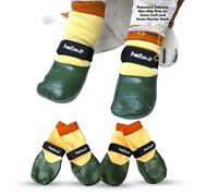 PawFlex Comfy Pawz Double Dipped Waterproof Dog Booties | Outdoor Pet Socks with Rubberized Bottom| Patented Non-Slip Silicone Grip at Inner Cuff and Center for No Twisting or Sliding Off
