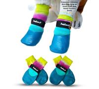 PawFlex Comfy Pawz Double Dipped Waterproof Dog Booties | Outdoor Pet Socks with Rubberized Bottom| Patented Non-Slip Silicone Grip at Inner Cuff and Center for No Twisting or Sliding Off