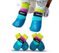 PawFlex Comfy Pawz Double Dipped Waterproof Dog Booties | Outdoor Pet Socks with Rubberized Bottom| Patented Non-Slip Silicone Grip at Inner Cuff and Center for No Twisting or Sliding Off