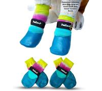 PawFlex Double Dipped Waterproof Dog Socks Comfy Pawz Soft Indoor/Outdoor Dog Booties with Rubberized Bottom| Non-Slip Silicone Grip at Inner Cuff for No Twisting or Sliding Off| Adjustable Strap