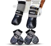 PawFlex Double Dipped Waterproof Dog Socks Comfy Pawz Soft Indoor/Outdoor Dog Booties with Rubberized Bottom| Non-Slip Silicone Grip at Inner Cuff for No Twisting or Sliding Off| Adjustable Strap