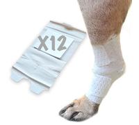 PawFlex Joint and Large Area Wound Bandages for Dogs Cats & Other Pets. Great for Leg Joint sprains and Tail Injuries! Non Adhesive Breathable Non-Slip Disposable Washable Value Pack (Small 12pk)