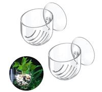 Pawfly 2 Pcs Aquarium Plant Holder for Fish Tanks, Clear Plastic Fish Tank Plant Holder, Aquarium Planter Cup with Suction Cup, Fish Tank Plant Pot for Aquascape Decoration, Red Worm Fish Feeder