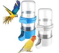 Pawfly 2 Pcs Bird Water Dispenser, Automatic Bird Water Feeder, Cage Accessories for Parrot & Hamster, White & Blue Waterer for Parakeet Cockatiel Budgie Lovebirds