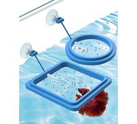 Pawfly 2 Pcs Fish Feeding Ring for Aquarium Aquarium Feeding Ring with Suction Cup Round and Square Floating Food Feeder Small Fish Feeder Circle for Betta Goldfish Guppy & Turtle
