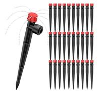 Pawfly 30 Pcs Push-to-Fit Drip Irrigation Emitters with Adjustable Water Flow Irrigation Drippers Drip Emitters Sprinklers with Stake & 8 Holes Drip Irrigation System Parts for 6 mm Tubing
