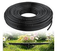 Pawfly 6.35 mm Irrigation Dripline Tubing (30.5 m Roll), Irrigation Dripline Tubing with 15 cm Emitter Spacing, Emitter Tubing Polyethylene Drip Line Black Distribution Tubing Drip Irrigation Hose
