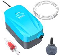 Pawfly Aquarium 1.8L/min Compact Air Pump Quiet Oxygen Aerator Pump with Air Stone Airline Tubing and Check Valve Accessories for 20-75L Buckets and Fish Tanks