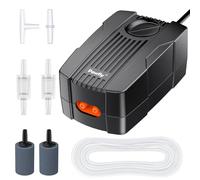 Pawfly Aquarium Air Pump 265 L/H Fish Tank Oxygen Pump for 230-450 L Fish Tanks Buckets Dual Outlet Adjustable Ultra Quiet Aerator Pump with Airline Tubing Air Stones Connectors and Check Valves