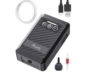 Pawfly Battery Powered Aquarium Air Pump Electric Type-C Rechargeable Oxygen Pump for 20-75 L Fish Tank 1.5 L/min Portable Silent Aerator Pump with Metal Back Clip for Power Outage and Outdoor Fishing