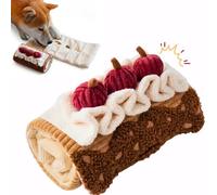 Pawfoo Lab Dog Enrichment Toys, Snuffle Puzzle Dog Toy for Nose Work, Squeaky Crinkle Slow Feeding Hide and Seek Plush Toy Puppy Birthday Cake for Small Medium Large Dogs - Cherry Roll Cake