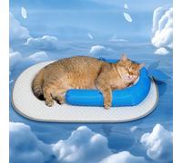 Pawfun Cat Cooling Mat with Soft U-Shaped Pillow- Breathable Calming Cooling Pad for Cats- Portable Washable Summer Cooling Cat Bed for Indoor Or Travel Use,Blue Shark-2