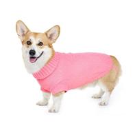 Pawfun Cozy Stretch Dog Turtleneck Sweater -Soft Warm Dog Knit Sweaters for Boy Girl Pets, Christmas Sweater Pullover for Small Medium Large Pup Winter Outfit,Pink L