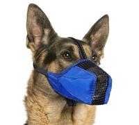 Pawfun Mesh Dog Muzzle, Breathable Soft Dog Muzzle with Reflective Straps for Secure Fit, Prevents Biting, Chewing Scavenging - Adjustable for Small Medium Large Dogs,Blue,XL
