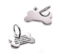 PawGear Pet ID Tags Personalised Engraved Polished Stainless Steel Dog Cat (Bones Polished, Small - One Side Engraved)