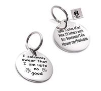 PawGear Pet ID Tags Personalised Engraved Polished Stainless Steel Funny Round Dog Cat (Med/Lrg)