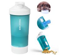 PAWGETHER Dog Water Bottle with Dog Bowl Food Water Container Poop Bag 4-in-1 Portable Water Bottle with Carrying Loop On The Go Walking Travel Leak Proof (15oz for Water 5oz for Food Green)