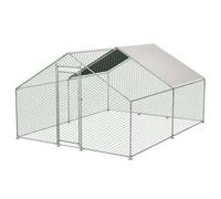 PawHaven Chicken Pet Run Cage Walk In Coop Kennel Rabbit Dog Puppy Poultry Hen Animal Hutch House Enclosure Playpen Outdoor Shade Running 3X4X2M CRC02 Metal Hammered Silver