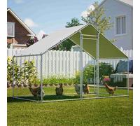 Pawhaven Chicken Run Cage Walk In Coop Poultry Hen Rabbit Kennel Hutch Metal 3X1.5X2M