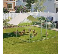 PawHaven Heavy-Duty Chicken Run Cage with Waterproof Cover - Walk in Large Outdoor Chicken Coop, Galvanized Steel Poultry Pen for Chickens, Ducks, Rabbits, and Small Animals (3x4x2M)