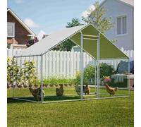 PawHaven Heavy-Duty Chicken Run Cage with Waterproof Cover - Walk in Large Outdoor Chicken Coop, Galvanized Steel Poultry Pen for Chickens, Ducks, Rabbits, and Small Animals (3x1.5x2M)