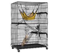 Pawhaven Large 3 Tier Foldable Cat Cage With Hammock Climbing Ladder And Wheels