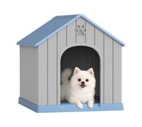 PawHaven Plastic Dog House, 3 Sizes Outdoor Indoor Pet Kennel with Elevated Base, Sloped Roof, Ventilation Design, Easy Assembly & Easy Clean Small