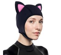 PAWHITS Cat Ears Wetsuit Hood, 3mm Neoprene Adjustable Scuba Hood with Flow Vent, Thermal Surfing Hood for Diving Kayaking Swimming (M)